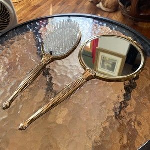 Antique Hand Mirror & Brush Set